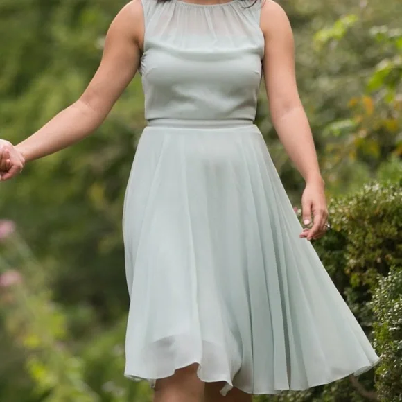 slim fit dress slacks 1950’s Chartreuse Light Green Fit & Flare Dress Sheer Overlay Super Full Skirt main image 1